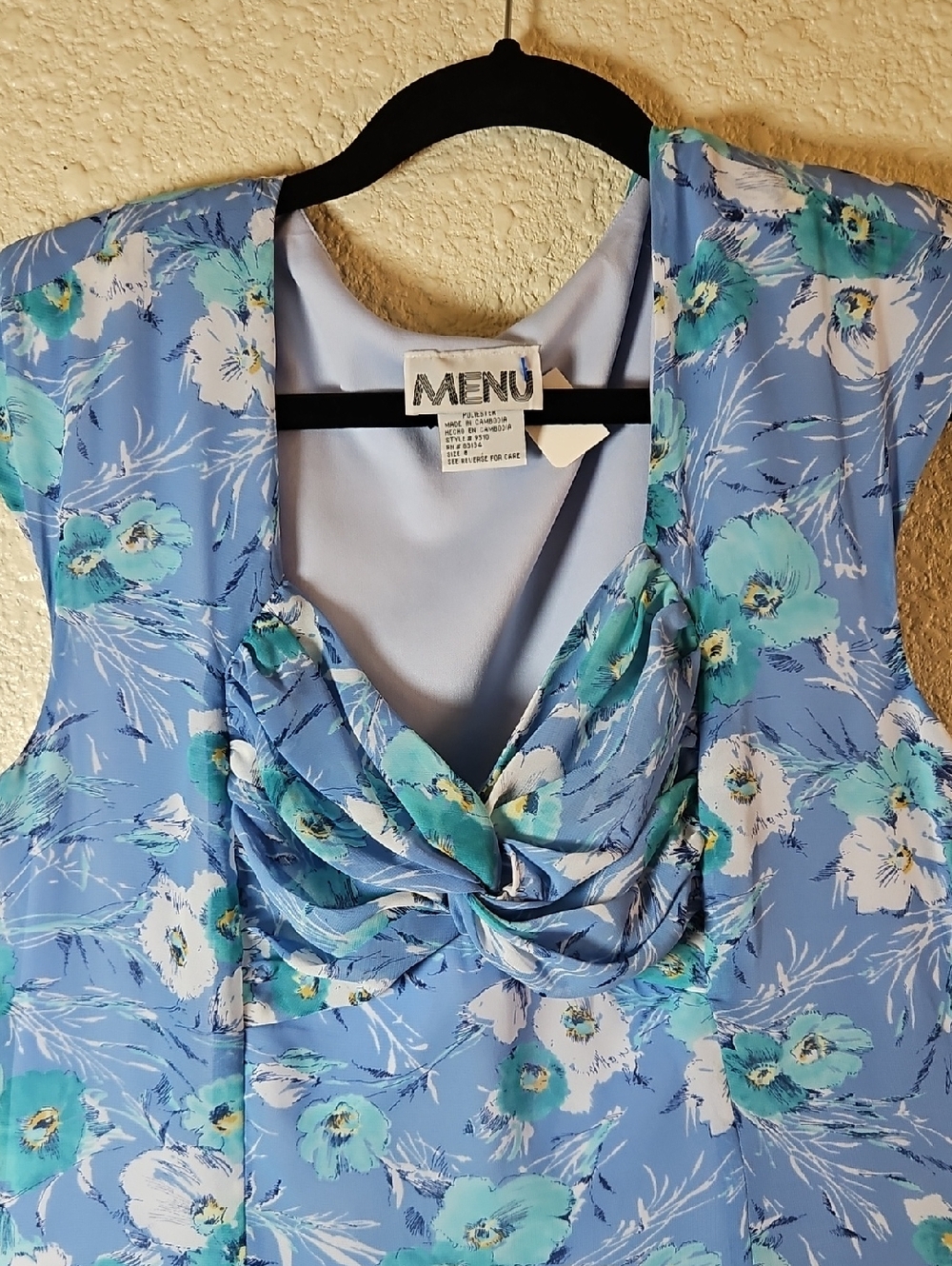 MENU Blue Floral Twist-Front A-Line Dress - Picture 3 of 6
